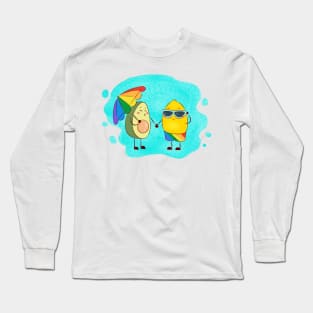 Avocado and lemon lgtbiq couple on the beach Long Sleeve T-Shirt